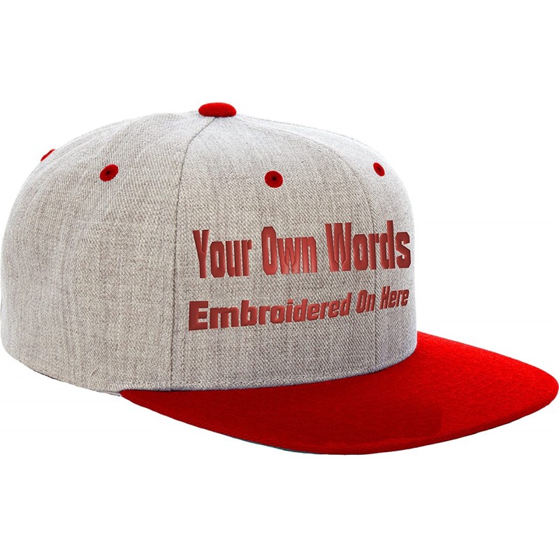 Baseball Caps Custom Snapback Hat Otto Embroidered Your Own Text Flatbill Bill Snapback - Heather Gray/Red - CS187076AWQ $55.84