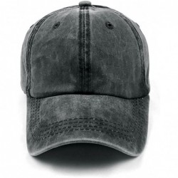 Baseball Caps Classic Unisex Baseball Cap Adjustable Washed Dyed Cotton Ball Hat - Black - C818UU6OG0Y $21.78