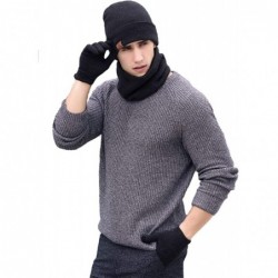 Skullies & Beanies 3 PCS Winter Beanie Hat Scarf Gloves Set- Knitted Hat Scarf Touch Screen Gloves for Men Women - Dark Gray ...