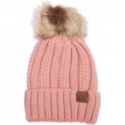 Skullies & Beanies Exclusive Knitted Hat with Fuzzy Lining with Pom Pom - Indi Pink - CB12K7GMBJ1 $32.86