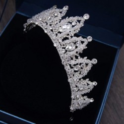 Headbands Handmade Rhinestone Bridal Crown Silver Crystal Diadem for Bride Headbands-Color - Color - CT18WQ6HUII $54.28