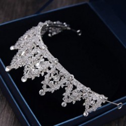 Headbands Handmade Rhinestone Bridal Crown Silver Crystal Diadem for Bride Headbands-Color - Color - CT18WQ6HUII $54.28