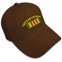 Baseball Caps Custom Baseball Cap Vietnam Veteran Flag Embroidery Dad Hats for Men & Women 1 Size - Brown - CS18Y2UAL4Y $28.86