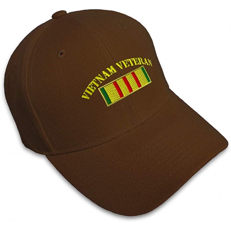 Baseball Caps Custom Baseball Cap Vietnam Veteran Flag Embroidery Dad Hats for Men & Women 1 Size - Brown - CS18Y2UAL4Y $32.81