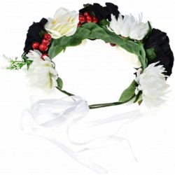 Headbands Day of The Dead Flower Headband Rose Flower Crown Headpiece - Black White - CS18WHMOC0I $28.29