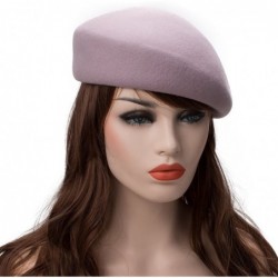 Berets Women Unisex 100% Wool Felt Beret Hats Pillbox Fascinator Saucer Tilt Cap A468 - Gray - C518GEAH4K2 $36.42