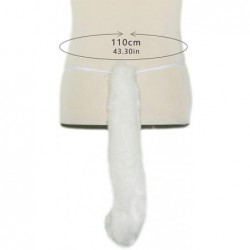 Headbands Party Cosplay Costume Fox Ears Faux Fur Hair Hoop Headband + Tail Set - A10 Black White - CK186ARLLHD $46.57