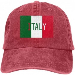 Baseball Caps 2 Pack Vintage Baseball Cap- Unisex Italian Flag and Word Italy Adjustable Baseball Hats Dad Hat - Red - C118R6...