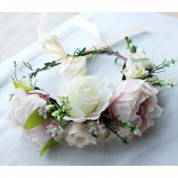 Headbands Flower Wreath Headband Floral Hair Garland Flower Crown Halo Headpiece Boho with Ribbon Wedding Party Photos - 18 -...