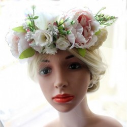 Headbands Flower Wreath Headband Floral Hair Garland Flower Crown Halo Headpiece Boho with Ribbon Wedding Party Photos - 18 -...