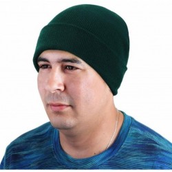 Skullies & Beanies Men Women Knitted Beanie Hat Ski Cap Plain Solid Color Warm Great for Winter - 2pcs Black & Dark Green - C...