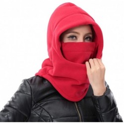 Balaclavas Women Winter Thick Windproof Riding Face Cover Hat Ski Balaclava Mask with Ponytail Hole - Red - CK18KDWQET5 $24.46