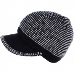 Skullies & Beanies Winter Fashion Knit Cap Hat for Women- Peaked Visor Beanie- Warm Fleece Lined-Many Styles - Black-lurex - ...