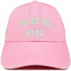 Baseball Caps Made in 1942 Text Embroidered 78th Birthday Washed Cap - Pink - C118C7H66QU $35.10