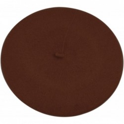 Berets Solid Color French Wool Beret - Dark Brown - CY17XE7LXK4 $22.32