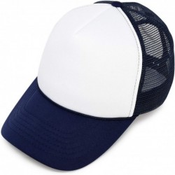 Baseball Caps Youth Mesh Trucker Cap - Adjustable Hat (S- M Sizes) - Navy White - CH119N21T5D $20.38