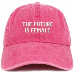 Baseball Caps The Future is Female Embroidered Soft Washed Cotton Adjustable Cap - Fuchsia - C718SU3LL0Y $33.08