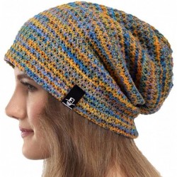Berets Womens Knit Slouchy Beanie Ribbed Baggy Skull Cap Turban Winter Summer Beret Hat - Colorful Blue - CT198C7LUIR $24.20