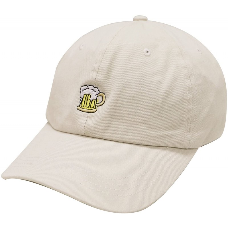 Baseball Caps Beer Small Embroidery Cotton Baseball Cap Multi Colors - Putty - C712HJQWVPL $26.92