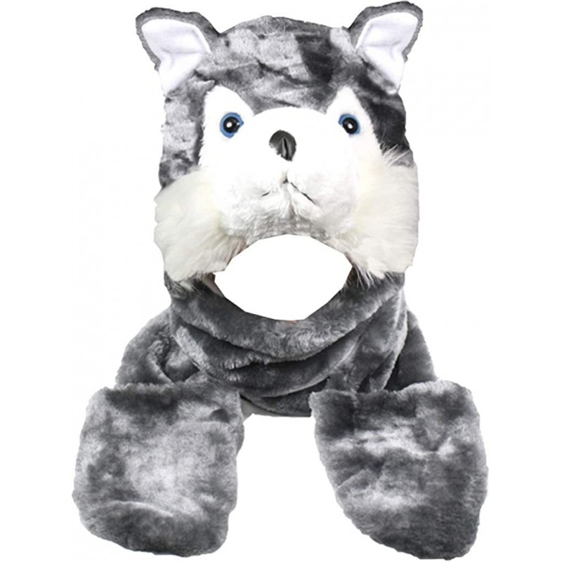 Skullies & Beanies Plush Faux Fur Animal Critter Hat Cap - Soft Warm Winter Headwear (Wolf) - Long Gray Wolf - C9110VW725F $1...