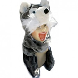 Skullies & Beanies Plush Faux Fur Animal Critter Hat Cap - Soft Warm Winter Headwear (Wolf) - Long Gray Wolf - C9110VW725F $1...
