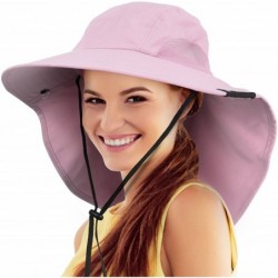 Sun Hats Safari Sun Hats for Women Fishing Hiking Cap with Neck Flap Wide Brim Hat - 1 Pink - C61808U7IYA $28.01