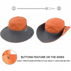 Sun Hats Women's Summer Mesh Wide Brim Sun UV Protection Hat with Ponytail Hole - Orange - C3194AQ2LDN $34.62