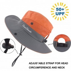 Sun Hats Women's Summer Mesh Wide Brim Sun UV Protection Hat with Ponytail Hole - Orange - C3194AQ2LDN $34.62