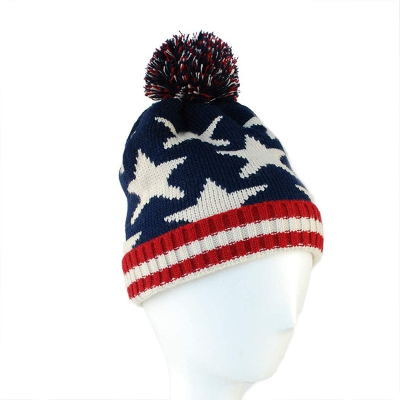 Skullies & Beanies Women Men Crochet Knitted Ball Stripe Stars Winter Warm Beanie Hat Ski Cap - C - C318KA9LOZM $37.20