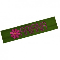 Headbands Personalized Daisy Girls Cotton Stretch Headband With Custom Name - Lime Band/Dk. Pink Thread - CP121PNM9NX $28.09