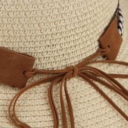 Cowboy Hats Cowboy Hat Western Style Cowboy Straw Hat Shapesble Brim Band & Pendant Decor - Beige - CB18D66MNDY $22.09