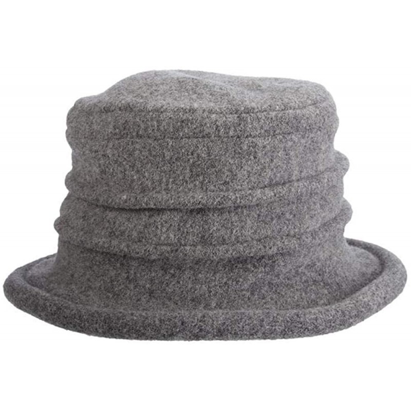 Bucket Hats Women's Packable Boiled Wool Cloche - Grey - CG124K9CS49 $73.30