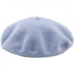 Berets Solid Color Classic French Artist Beret Hat 100% Wool - Light Blue - C218I029NS9 $22.29