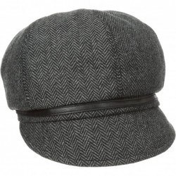 Newsboy Caps Women's Belted Herringbone Newsboy Hat - Black - CD11G19D4WR $46.08