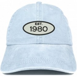 Baseball Caps Established 1980 Embroidered 40th Birthday Gift Pigment Dyed Washed Cotton Cap - Light Blue - C2180MYAX6X $38.90