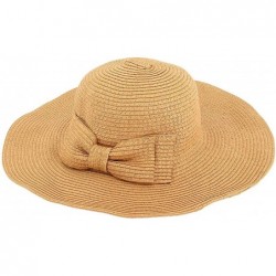 Sun Hats Foldable Bowknot Straw Hat Cap Wide Brim Beach Sun Visor for Women Girls - Khaki - CT17Y0I9EEW $18.40