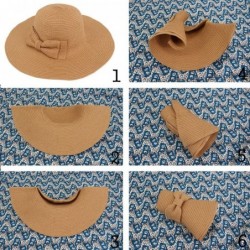 Sun Hats Foldable Bowknot Straw Hat Cap Wide Brim Beach Sun Visor for Women Girls - Khaki - CT17Y0I9EEW $21.83
