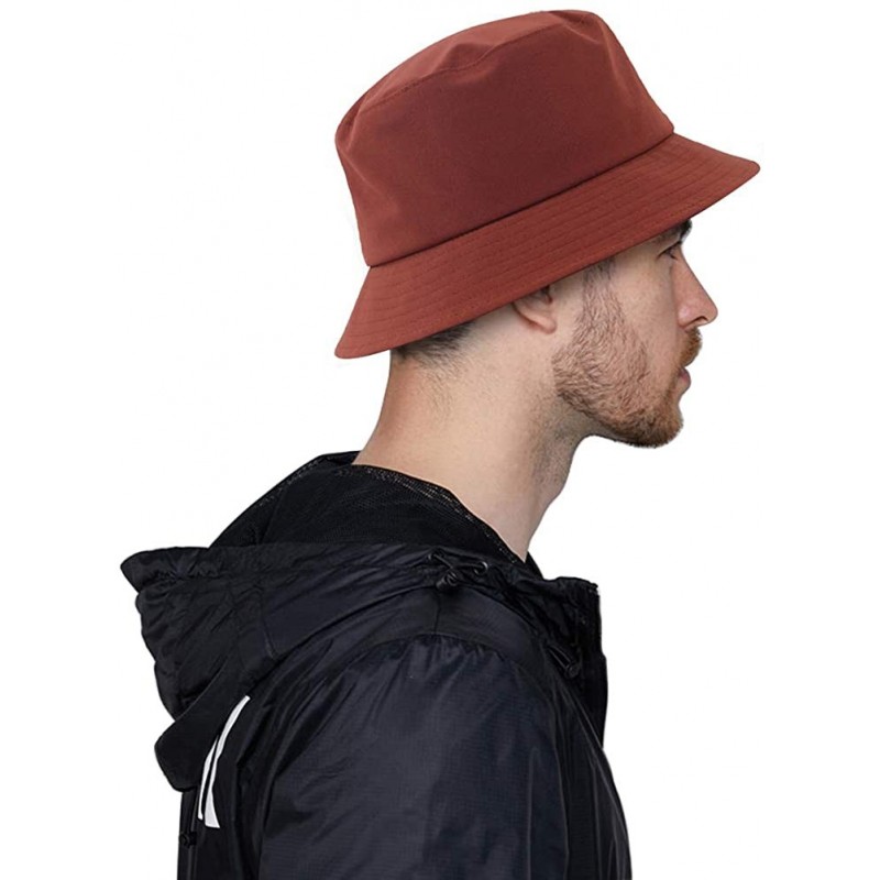 Sun Hats Waterproof Bucket Hats for Men Plain Color Outdoor Fisherman Sun Caps - Claret - C918RTGNO0M $30.78