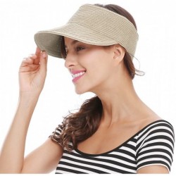Sun Hats Women Straw Hat Wide Brim Sun Visor Beach Golf Cap Hat Summer Beach Hat - Beige-stlye 2 - CN17Y2I4WYO $19.84