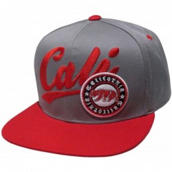 Baseball Caps Great Cities CALI California Republic Flat Bill Snapback Ball Cap - Grey/Red - CR12HEJ4YCV $19.73