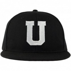 Baseball Caps ABC Embroidered Letter Snapback Cap in Black White with Letters A to Z - U - CR11KSIAOVP $17.84
