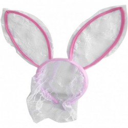 Headbands Rabbit Ear Lace Veil Mask Headband Halloween Party Cosplay Headwrap - Pink - CX12LKYDNZ5 $21.06