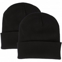Skullies & Beanies 2 Pack Beanie Hats Assorted Colors 11.5 Inches Long Skull Caps - Black & Black - C9188CLDGEM $22.14