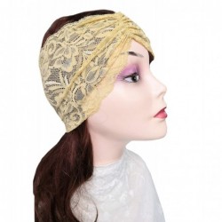Headbands Stretch Headbands for Women Lace Headcovering for Women Lace Headwrap (Champagne) - Champagne - CF198GXYN7M $13.67