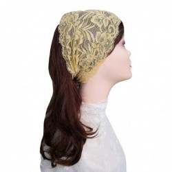 Headbands Stretch Headbands for Women Lace Headcovering for Women Lace Headwrap (Champagne) - Champagne - CF198GXYN7M $13.67