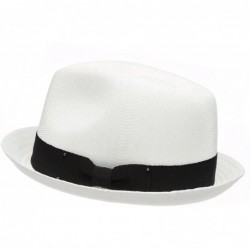 Fedoras Men's Summer Lightweight Linen Fedora Hat - White - CB12GW4A6PH $35.63