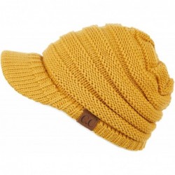 Skullies & Beanies Hatsandscarf Exclusives Women's Ribbed Knit Hat with Brim (YJ-131) - Mustard - CD12N201OAZ $26.36