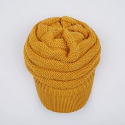 Skullies & Beanies Hatsandscarf Exclusives Women's Ribbed Knit Hat with Brim (YJ-131) - Mustard - CD12N201OAZ $28.44