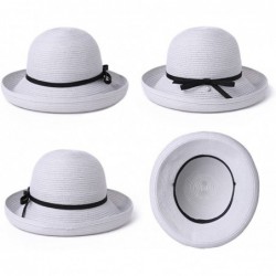 Sun Hats Womens Wide Brim Summer Sun UPF Protective Beach Straw Panama Fedora Hats Outdoor - 99067_grey - CG18RUH9WDZ $39.61