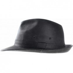 Fedoras Fedora Hat Vintage Weathered Leather Indiana Jones AC6387 - Black - CR188O533NS $66.98